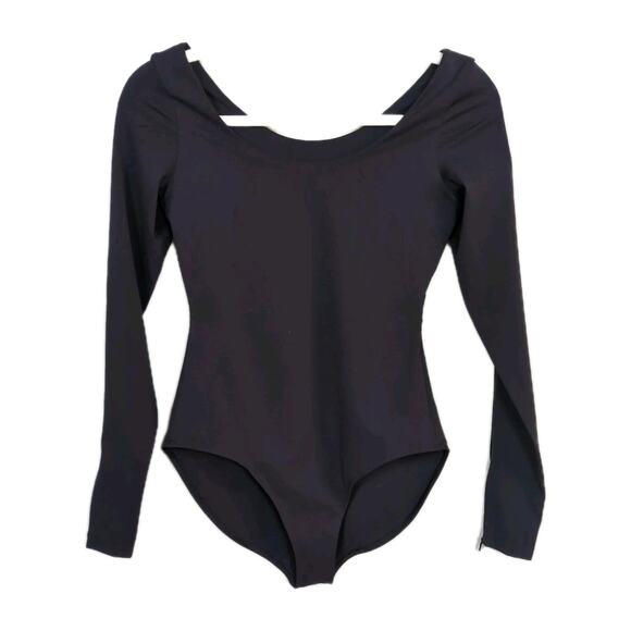 ELASTIQUE Athletics Black Iconic Lisse Long Sleeve Bodysuit Brief Women's Small - Picture 2 of 5
